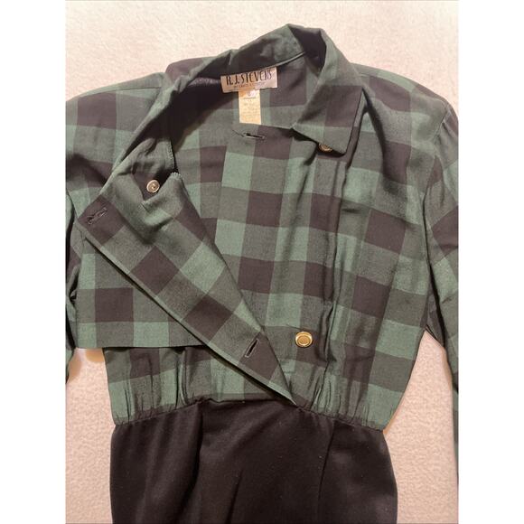 Vintage 80’s Dress R. J. Stevens By Carol Escritor Black Green Size 8 - Picture 9 of 10